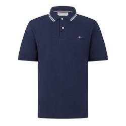 Блуза с яка Gant Mens Tipping Cotton Short-Sleeve Polo Shirt - Marine 410 блуза,с,яка,мъжки,тениски,gant,men,s,tipping,cotton,short,sleeve,polo,shirt,marine,410