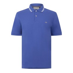Блуза с яка Gant Mens Tipping Cotton Short-Sleeve Polo Shirt - R Blue 407 блуза,с,яка,мъжки,тениски,gant,men,s,tipping,cotton,short,sleeve,polo,shirt,r,blue,407