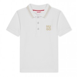 юношеска,блуза,с,яка,детски,облекла,hugo,stacked,logo,polo,shirt,juniors,white,10p