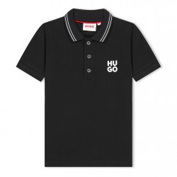 юношеска,блуза,с,яка,детски,облекла,hugo,stacked,logo,polo,shirt,juniors,black,09b