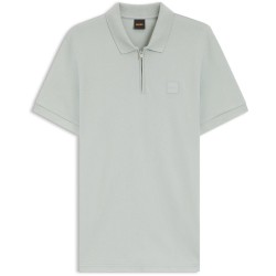 блуза,с,яка,мъжки,тениски,boss,mens,boss,orange,short,sleeve,quarter,zip,polo,top,silver