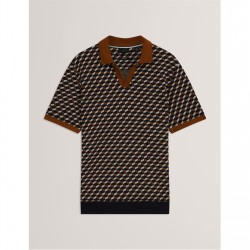 мъжки,тениски,ted,baker,ted,ss,jacquard,polo,sn61,brown,tan