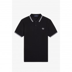 блуза,с,яка,мъжки,тениски,fred,perry,short,sleeve,twin,tipped,polo,shirt,black,white,350