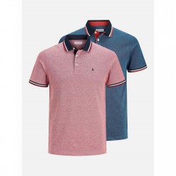 Блуза с яка Jack and Jones Mens Paulos Pack Short Sleeve Polo Shirt - Rio Red/Denim блуза,с,яка,мъжки,блузи,с,яка,мъжки,тениски,мъжки,потници,jack,and,jones,men,s,paulos,pack,short,sleeve,polo,shirt,rio,red,denim