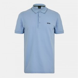 блуза,с,яка,облекла,на,разпродажба,мъжки,тениски,boss,men's,paule,short,sleeve,polo,shirt,open,blue