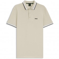 Блуза с яка Boss Mens BOSS GREEN Paddy Polo Shirt with Contrast Tipping - Light Beige блуза,с,яка,boss,mens,boss,green,paddy,polo,shirt,with,contrast,tipping,light,beige