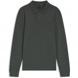 блуза,с,яка,мъжки,тениски,boss,mens,boss,orange,passerby,premium,cotton,long,sleeve,polo,shirt,with,logo,detail,open,green,377