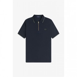 блуза,с,яка,облекла,на,разпродажба,мъжки,тениски,fred,perry,men's,crepe,zipped,short,sleeve,polo,shirt,navy,608