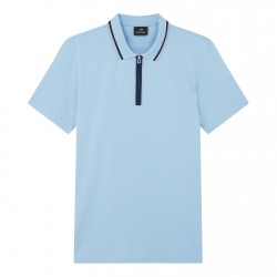 блуза,с,яка,мъжки,тениски,ps,paul,smith,men's,quarter,zip,short,sleeve,polo,shirt,blue,41c