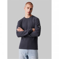 фланелка,с,дълъг,ръкав,мъжки,тениски,calvin,klein,jeans,waffle,long,sleeve,top,ebony
