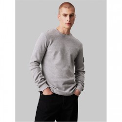 фланелка,с,дълъг,ръкав,мъжки,тениски,calvin,klein,jeans,waffle,long,sleeve,top,grey