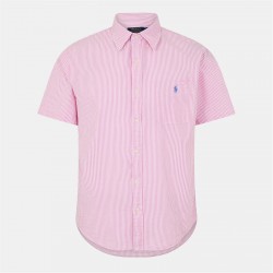 облекла,на,разпродажба,мъжки,ризи,polo,ralph,lauren,men's,striped,seersucker,short,sleeve,patterned,shirt,rose,white