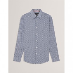 Ted Baker Ted LS Geo Shirt Sn61 - Navy мъжки,ризи,ted,baker,ted,ls,geo,shirt,sn61,navy
