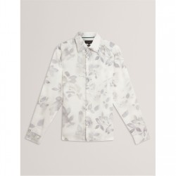 Ted Baker Ted Leaf print shirt Sn54 - White облекла,на,разпродажба,мъжки,ризи,ted,baker,ted,leaf,print,shirt,sn54,white