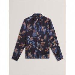 Ted Baker Ted Leaf print shirt Sn54 - Navy облекла,на,разпродажба,мъжки,ризи,ted,baker,ted,leaf,print,shirt,sn54,navy