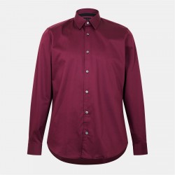 Ted Baker Mens Long-Sleeve Cotton Shirt - Oxblood ted,baker,mens,long,sleeve,cotton,shirt,oxblood