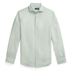 мъжки,ризи,polo,ralph,lauren,custom,fit,mallet,print,linen,shirt,green,hat