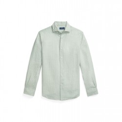 облекла,на,разпродажба,мъжки,ризи,polo,ralph,lauren,custom,fit,mallet,print,linen,shirt,green,hat