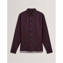 Ted Baker Ted Baker LS Regular Fit Large Painted Floral Shirt - Maroon облекла,на,разпродажба,мъжки,ризи,ted,baker,ted,baker,ls,regular,fit,large,painted,floral,shirt,maroon