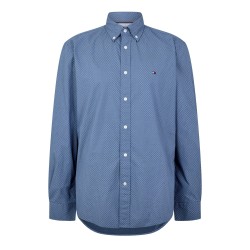 Tommy Hilfiger Mens Cotton Long-Sleeve Geometric Print Shirt - Aegean Sea tommy,hilfiger,men,s,cotton,long,sleeve,geometric,print,shirt,aegean,sea