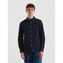 риза,облекла,на,разпродажба,farah,men's,milners,long,sleeve,plain,shirt,navy,marl,414