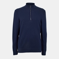 пуловер,мъжки,пуловери,boss,men,s,hbb,ebrando,black,zipped,crew,neck,jumper,dark,blue,404