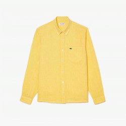 риза,с,дълъг,ръкав,мъжки,ризи,lacoste,long,sleeve,linen,shirt,yellow,107