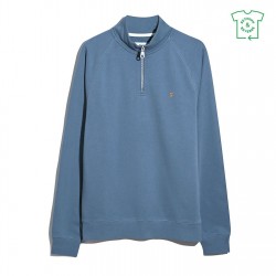 Пуловер Farah Jim Zip Jumper - Blue Tide 401 пуловер,мъжки,туристически,полари,мъжки,полари,farah,jim,zip,jumper,blue,tide,401