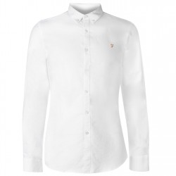 риза,с,дълъг,ръкав,farah,oxford,long,sleeve,shirt,white