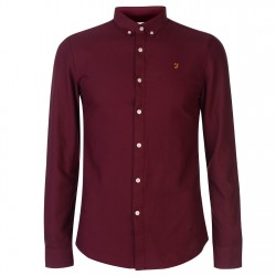 риза,с,дълъг,ръкав,farah,oxford,long,sleeve,shirt,burgundy
