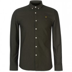 риза,с,дълъг,ръкав,мъжки,ризи,farah,vintage,oxford,long,sleeve,shirt,dark,green