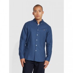 риза,с,дълъг,ръкав,облекла,на,разпродажба,farah,oxford,long,sleeve,shirt,deep,blue