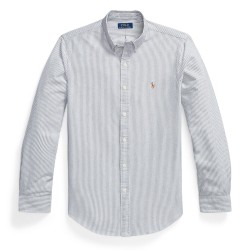 Polo Ralph Lauren Mens Slim Fit Striped Oxford Shirt - Slate/White мъжки,ризи,polo,ralph,lauren,men,s,slim,fit,striped,oxford,shirt,slate,white