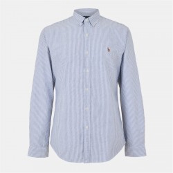 облекла,на,разпродажба,мъжки,ризи,polo,ralph,lauren,men's,slim,fit,striped,oxford,shirt,slate,white