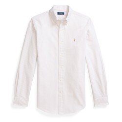 Polo Ralph Lauren Mens Slim Fit Striped Oxford Shirt - Beige/White мъжки,ризи,polo,ralph,lauren,men,s,slim,fit,striped,oxford,shirt,beige,white