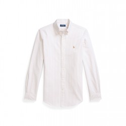 облекла,на,разпродажба,мъжки,ризи,polo,ralph,lauren,men's,slim,fit,striped,oxford,shirt,beige,white
