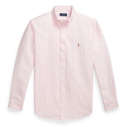 Polo Ralph Lauren Mens Slim Fit Striped Oxford Shirt - New Rose/White мъжки,ризи,polo,ralph,lauren,men,s,slim,fit,striped,oxford,shirt,new,rose,white