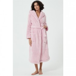 рокля,дамски,пижами,дамски,облекла,размер,linea,luxury,hooded,fleece,dressing,gown,pink
