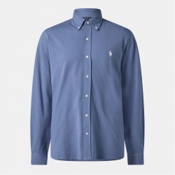риза,облекла,на,разпродажба,мъжки,ризи,polo,ralph,lauren,men's,slim,fit,button,down,plain,shirt,capri,blue