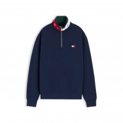 Tommy Jeans TJ 1/4Zip Collr Logo Sn64 - Dark Blue мъжки,горнища,с,качулка,мъжки,ежедневни,облекла,tommy,jeans,tj,1,4zip,collr,logo,sn64,dark,blue