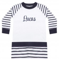 Детска пижама Larkwood Unisex Kids Striped Cotton Long Sleeve Pyjama Set - Navy/White детска,пижама,бебешки,облекла,детски,пижами,larkwood,unisex,kids,striped,cotton,long,sleeve,pyjama,set,navy,white