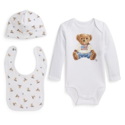 polo,ralph,lauren,kids,bear,clothing,set,white,blue