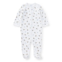 Polo Ralph Lauren Kids All-Over Print Footed Sleepsuit - White/Blue polo,ralph,lauren,kids,all,over,print,footed,sleepsuit,white,blue