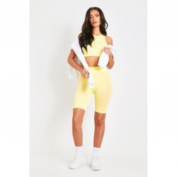 Къси панталони Missy Empire Ribbed Seamless Cycling Shorts - Lemon къси,панталони,дамски,къси,панталони,missy,empire,ribbed,seamless,cycling,shorts,lemon