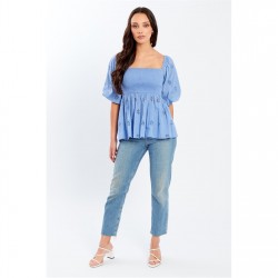 дамски,ризи,дамски,облекла,размер,be,you,broderie,square,neck,top,blue