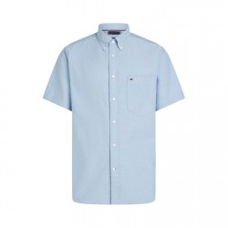 риза,облекла,на,разпродажба,мъжки,ризи,tommy,hilfiger,men's,heritage,oxford,short,sleeve,plain,shirt,blue