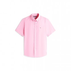 риза,облекла,на,разпродажба,мъжки,ризи,tommy,hilfiger,men's,flex,poplin,short,sleeve,plain,shirt,classic,pink