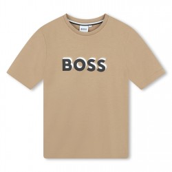 юношеска,тениска,детски,облекла,boss,bold,logo,t,shirt,juniors,beige,269