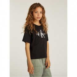 тениска,детски,3/4,панталони,calvin,klein,jeans,kids',monologo,glitter,t,shirt,ck,black,beh