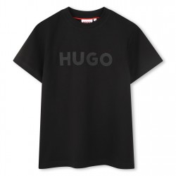 юношеска,тениска,детски,облекла,hugo,logo,t,shirt,juniors,black,09b